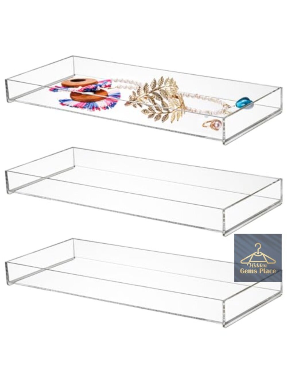 Acrylic Bathroom Vanity Tray 3 Pack Organizer Clear Decorative Countertop